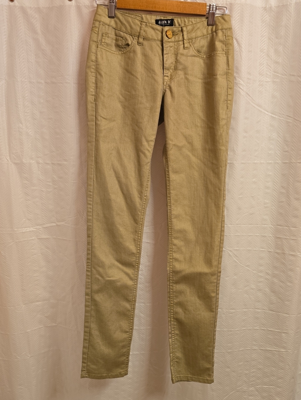 ALLEN B. by Allen Schwartz pants women's size 2 gold metallic shimmer skinny leg